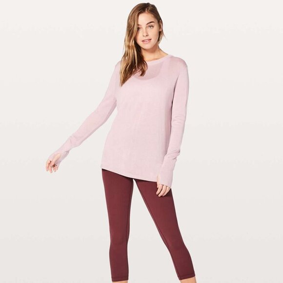 Lululemon Bring It Backbend Sweater- Pink Open Back Cashmere Blend-Size 4 - Picture 2 of 12